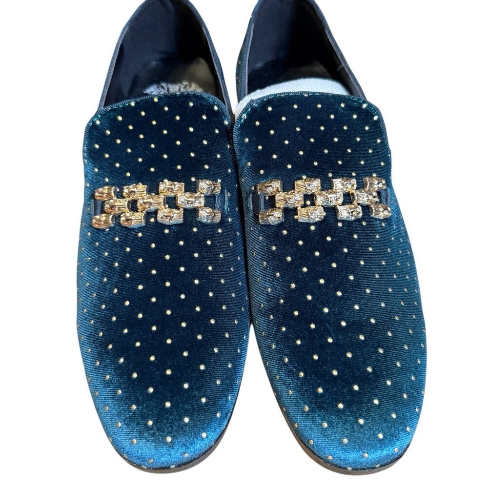 Royal Shoes Green  Dress Loafers Men's Casual Studded Link Size 10